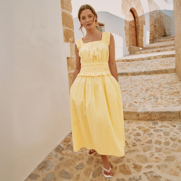 Albaray Seersucker Square Neck Dress Review