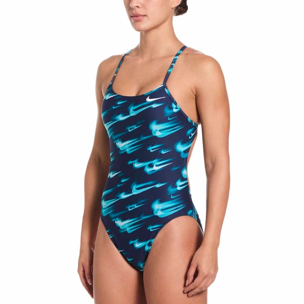Allens Swimwear Nike Hydrastrong Asteroid Swoosh Print Cutout One Piece Swimsuit - Green Abyss Review