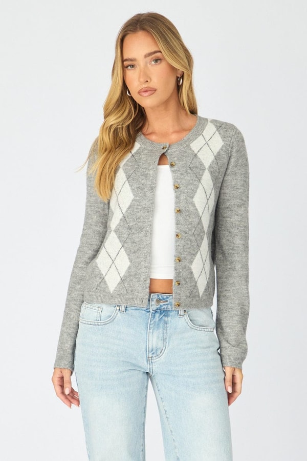Ally Fashion Grey Check Knit Top Review