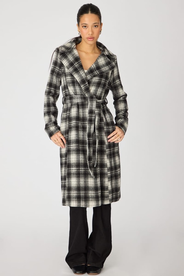 Ally Fashion Brown Check Belted Coat Knee Length Long Sleeve Review