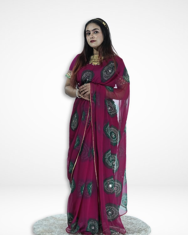 Amai Jaipur Pure Georgette Laddu Bandhej Saree समीक्षा