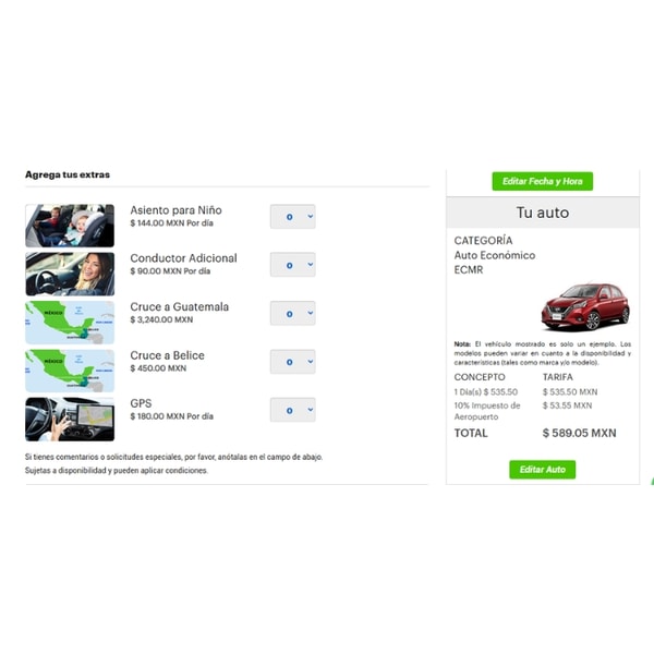 America Car Rental Auto Econ&oacute;mico Nissan March Rese&ntilde;a