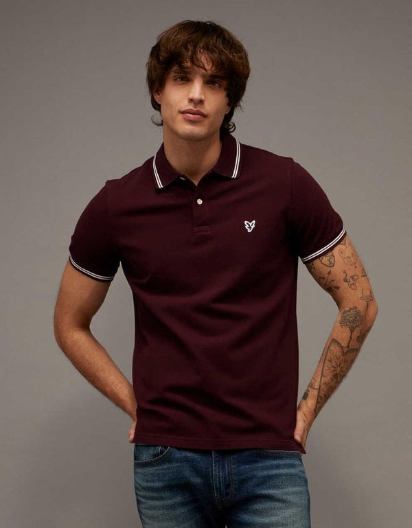 American Eagle Slim Fit Tipped Pique Polo Shirt 评论