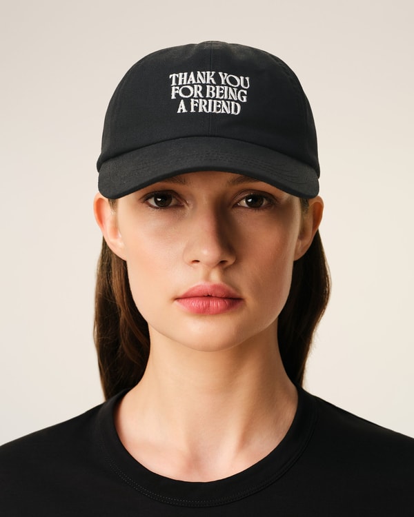 Ami Paris Black Cotton Thank You For Being A Friend Embroidery Cap Avis