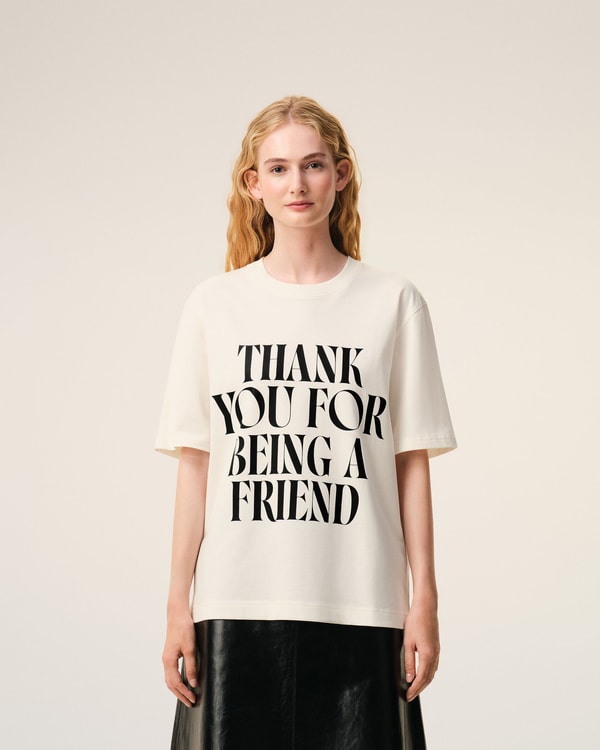 Ami Paris White Cotton Signature Print T-shirt Avis