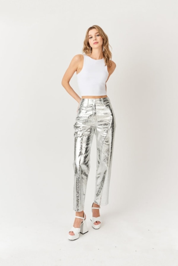 AMYLYNN Lupe Silver Metallic Trousers Reviews