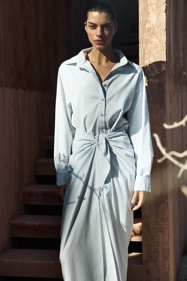 Anemos L.A. Button-Down Wrap Midi Dress in Stretch Cotton Review
