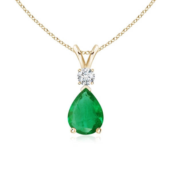 Angara Prong-Set Emerald Teardrop V-Bale Pendant with Diamond Review