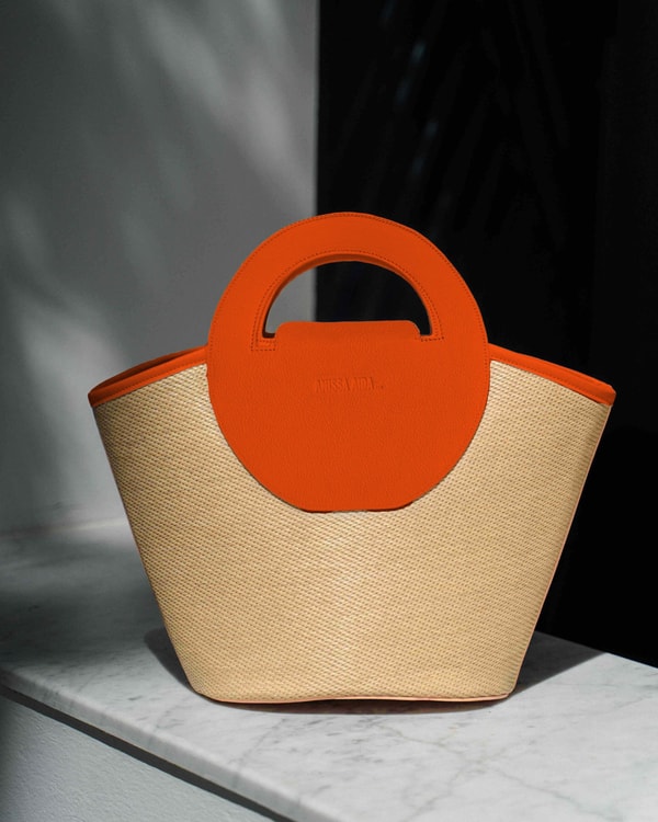 Soukra Raffia Bag in Sunset Orange with Leather Handles Review
