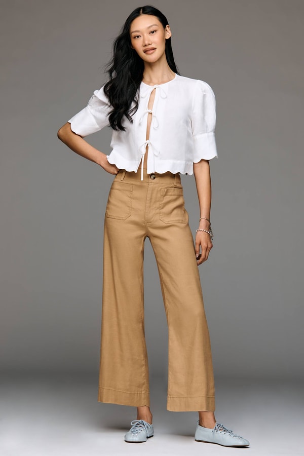 Anthropologie Colette European Linen Stretch Wide Leg Pants Review