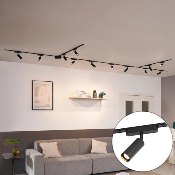 Art Deco Modernas sliežu sistēma ar 12 melnām prožektoru lampām 1-fāze Atsauksme