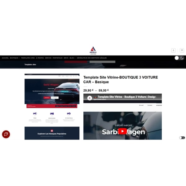 Awra 1 Template Site Vitrine-BOUTIQUE 3 VOITURE CAR Avis