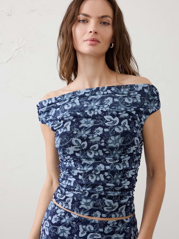 Banana Republic Factory Off-Shoulder Mesh Top Review