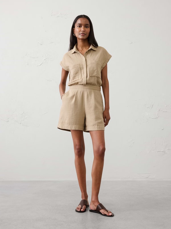 Banana Republic Factory Gauze Pocketed Romper Review