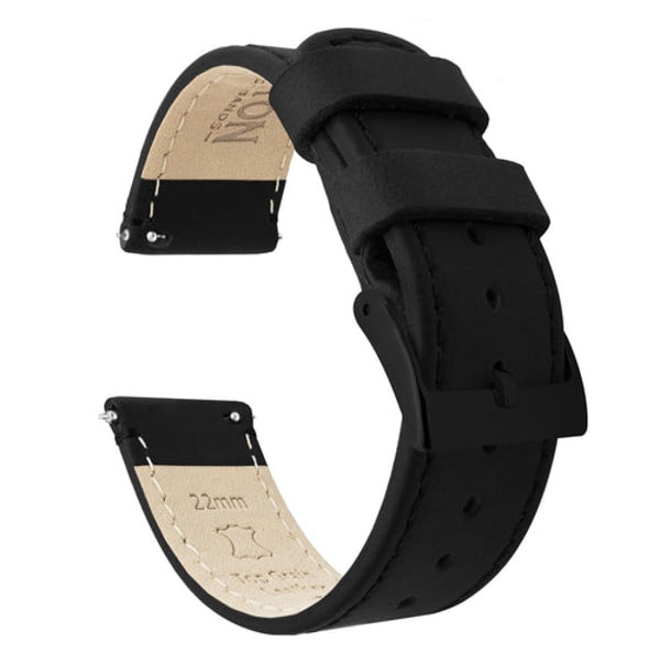 BARTON Watch Bands Black Leather Quick Release Watch Band Review