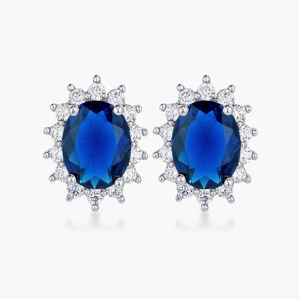 BaubleBox Rhodium Plated Sapphire Blue Petite Royal Oval Earrings Review