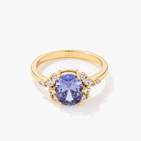 BaubleBox 3ct. Gold Plated Oval Tanzanite CZ Engagement Ring Review