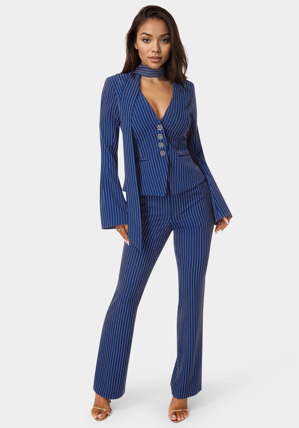 Bebe Tailored Stripe Scarf Blazer Review
