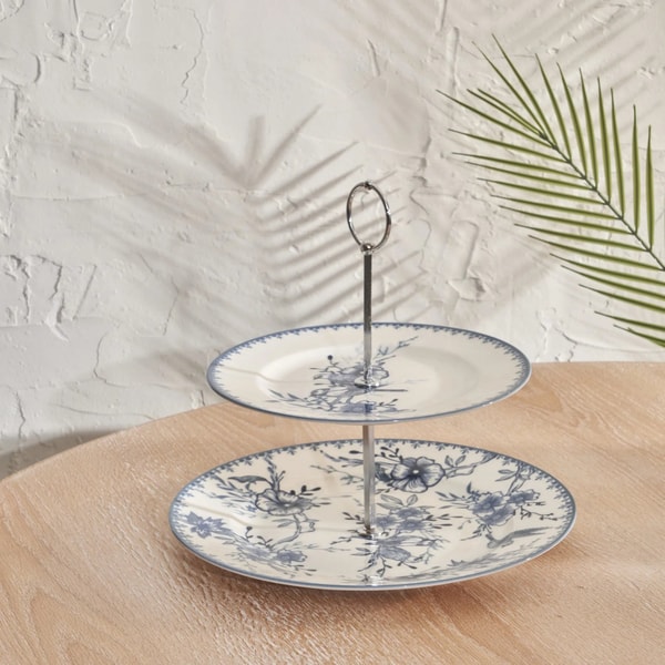 Bella Maison Bleu Blanc Porcelain 2-Tier Floral Print Serving Stand Review