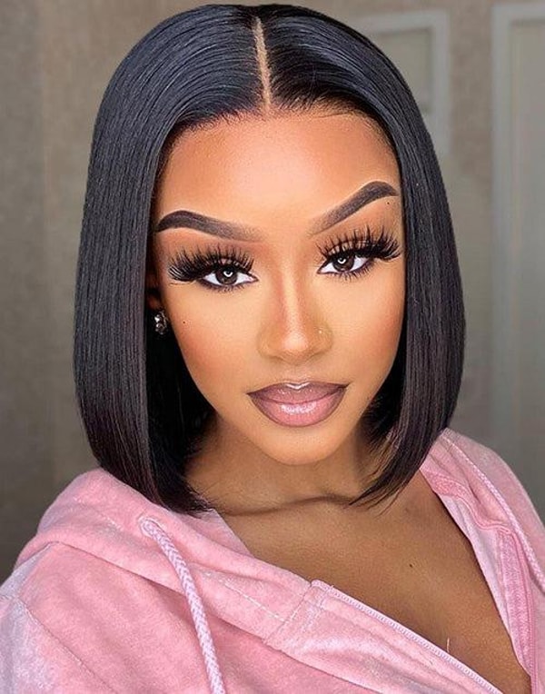 Belle Canadienne Glueless Clear HD Lace Straight Short Bob Human Hair Wigs Brazilian 13X4 Lace Front Bob Wigs Review