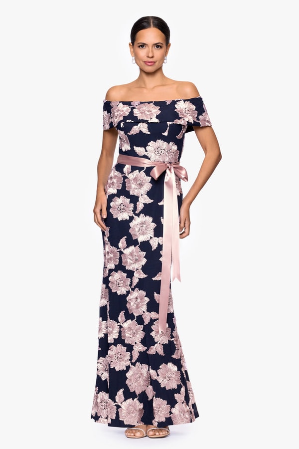 Betsy & Adam "Georgette" Soutache Off the Shoulder Ribbon Dress Review