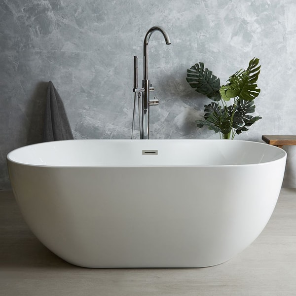Big Bathroom Shop Milano Overton - White Modern Oval Double-Ended Freestanding Bath Review