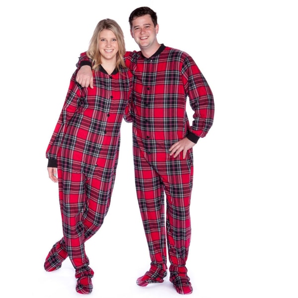 Big Feet Pajama Company Red and Black Plaid Cotton Flannel Adult Footed Onesie Pajamas Review