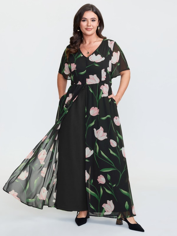 BloomChic Hidden Zipper Floral Layered Pockets Jumpsuit Review
