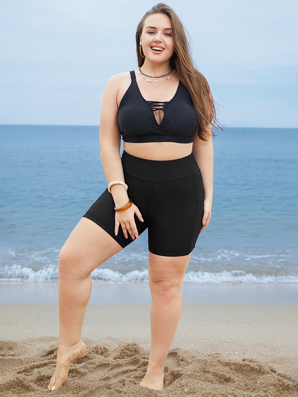 BloomChic Solid Wide Waistband Swim Shorts Review