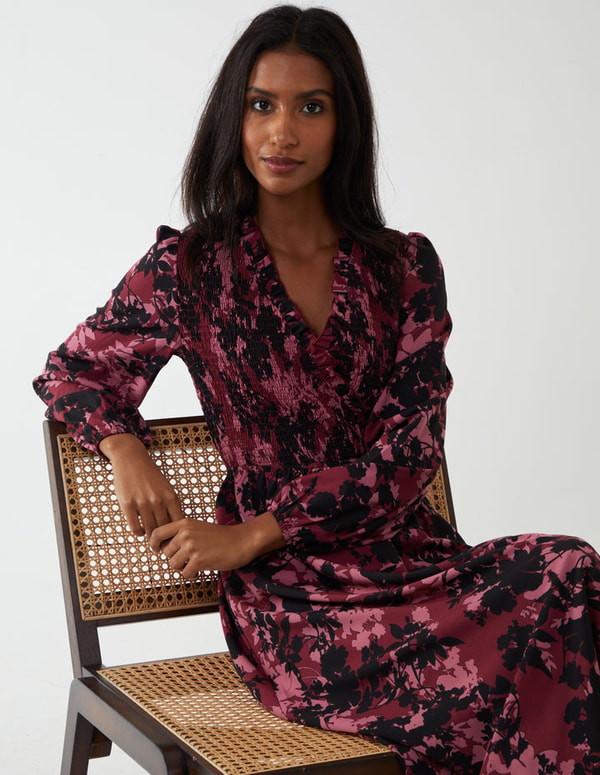Blue Vanilla Shirred Bust Wrap Midi Dress Review