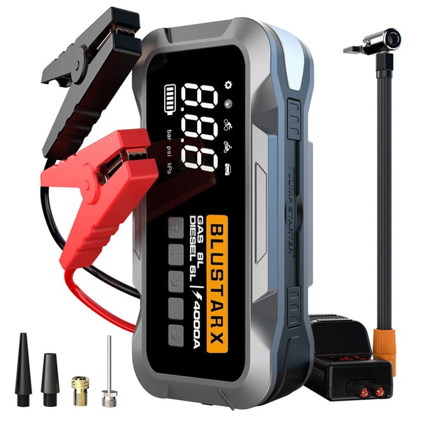 BLUSTARX 4000A Portable Car Jump Starter With Air Compressor Review