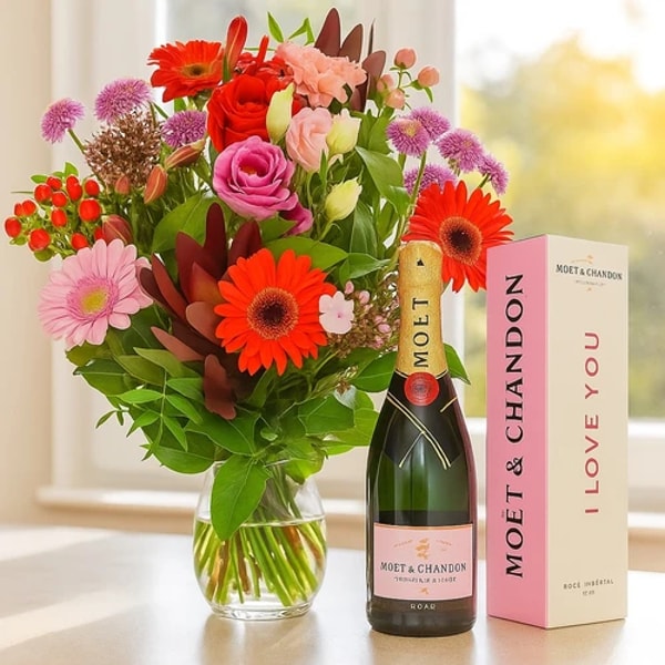 BoeketCadeau.nl Liefdes boeket en Champagne Moet Chandon ros&eacute; Beoordeling