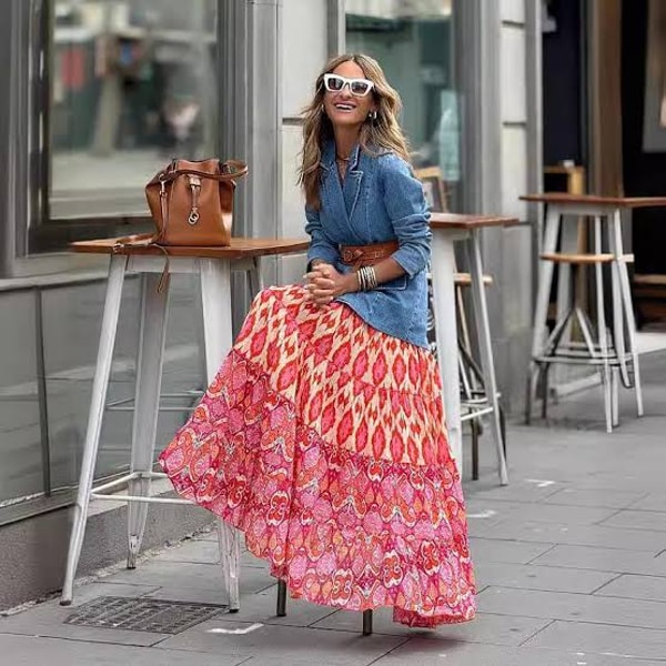 Boho Via Bohemian Ruffled Midi Skirt Review