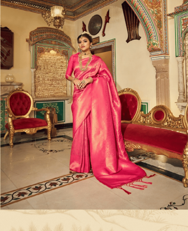 Bollywood Fashion Pink Kanchivaram Silk Saree Review