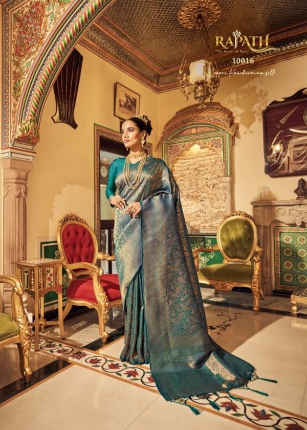 Bollywood Fashion Turquoise Blue Kanchivaram Silk Saree Review