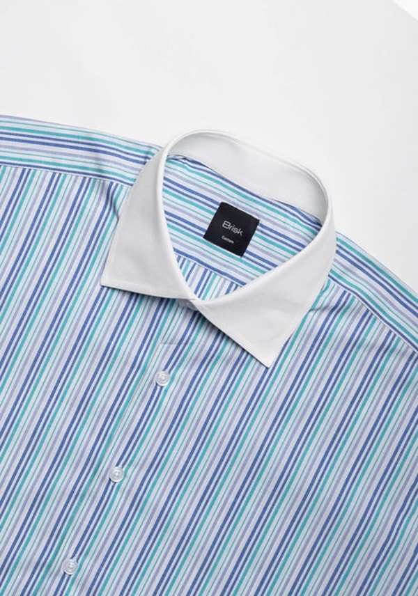 Brisk Shirts Green Blue Slub Stripes Shirt Review
