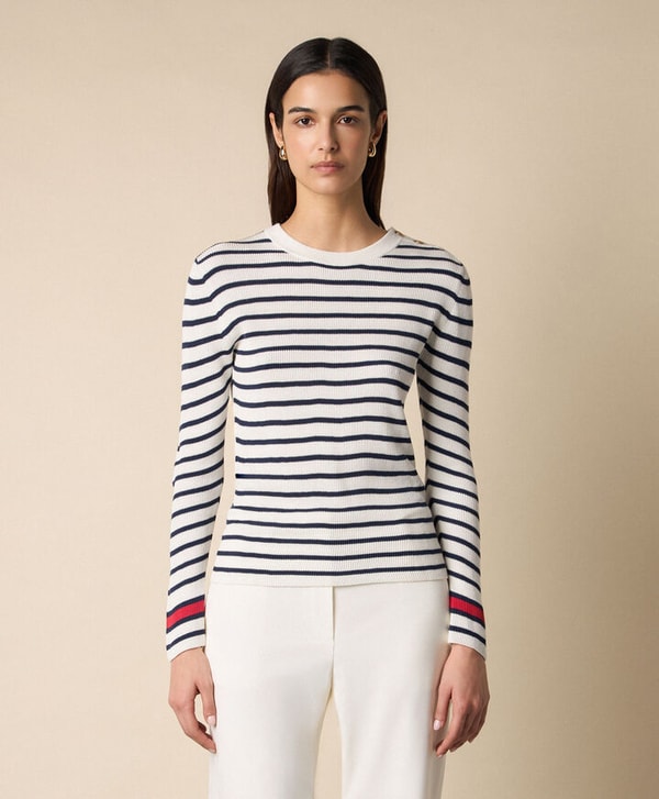 Brooks Brothers Striped Crewneck Sweater with Logo Gold Buttons Review