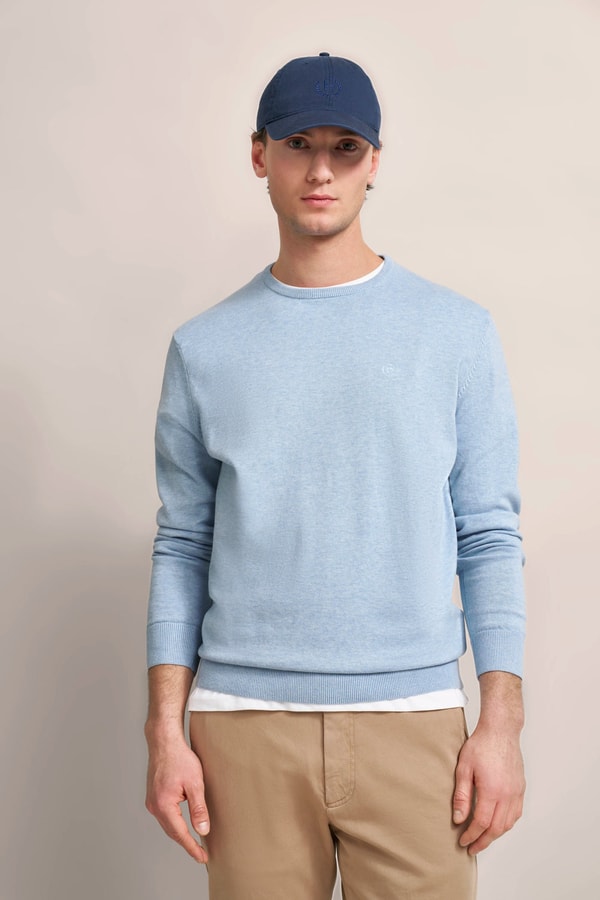 Bugatti Pure cotton sweater in light blue Bewertung