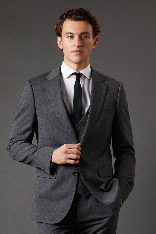 Burton Mid Grey Slim Fit Essential Suit Jacket Reviews
