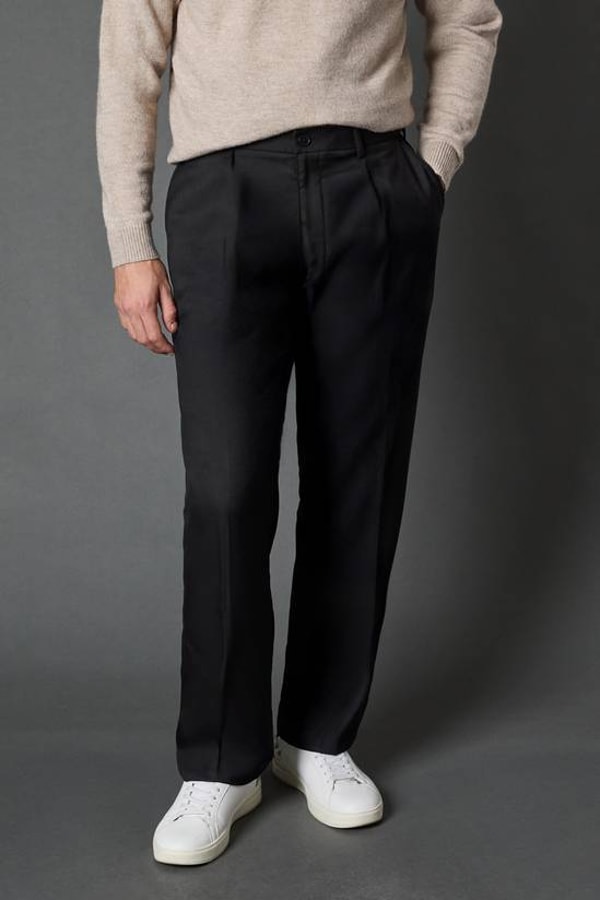 Burton Black Pleat Front Wide Leg Smart Trousers Reviews