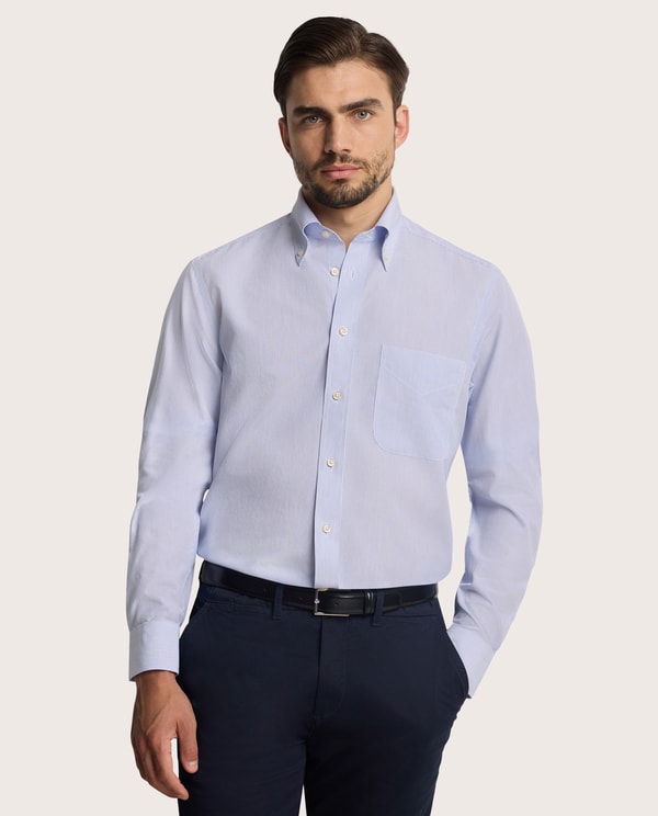 Camicissima Camicia non iron popeline a righe sottili azzurre slim Lisbon button down Review