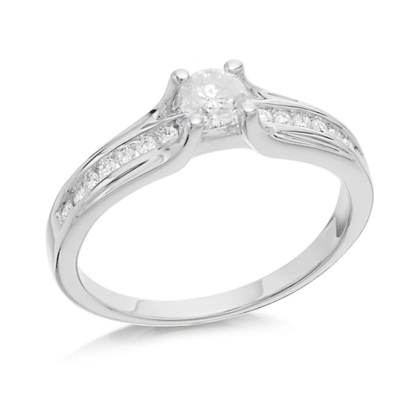 Chapelle Jewellery 9ct White Gold Solitaire And Channel Set Diamond Ring - 1/2ct - Size H - Z51137 Reviews