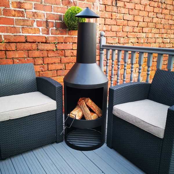 Cheaper Online 1.4m Tall Outdoor Garden Patio Chiminea Log Burner Fire Pit with Log Store & Cover Review