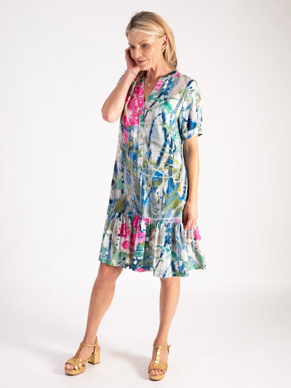 Chesca Direct White/Pink Little Spring Flowers Embroidered Dress