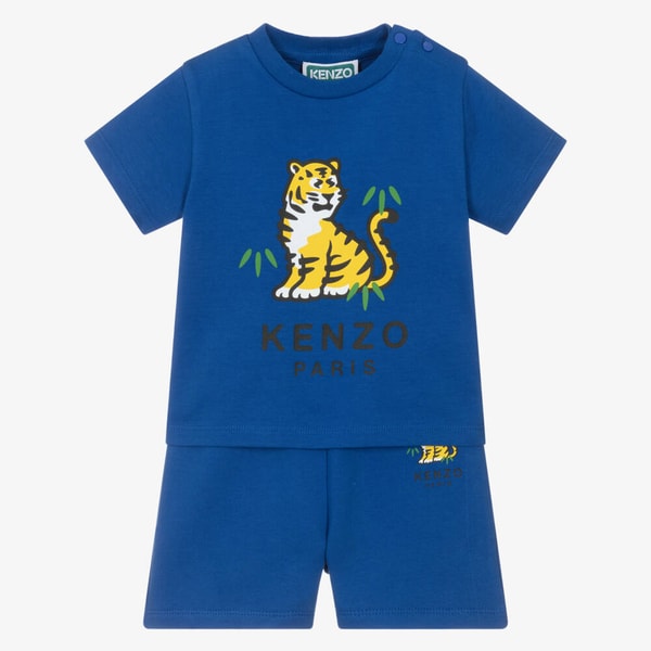 Childrensalon KENZO KIDS Boys Blue Cotton Jersey Kotora Tiger Shorts Set Review