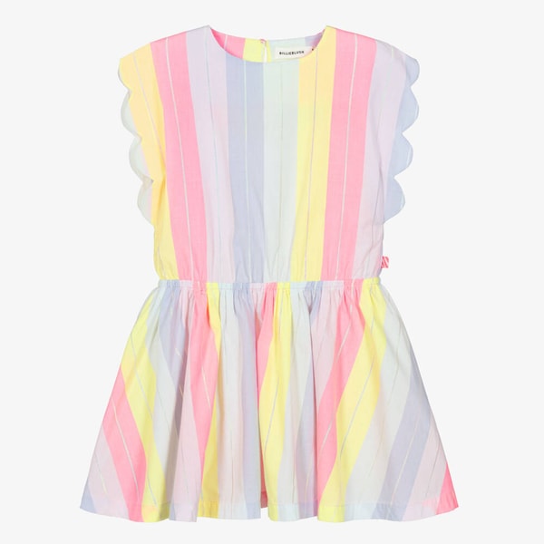 Childrensalon Billieblush Girls Lilac Pink & Yellow Cotton Dress with Silver Stripes Review