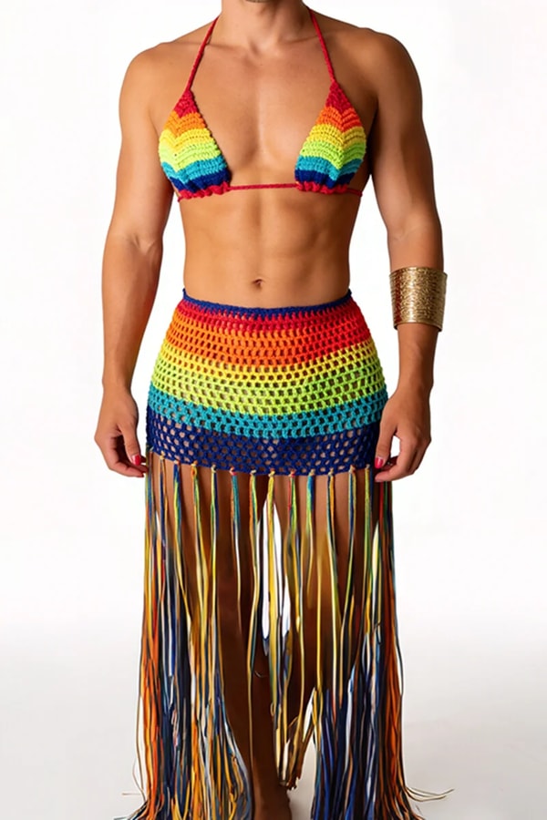 Ciciful Men's Rainbow Crochet Halter Set Review