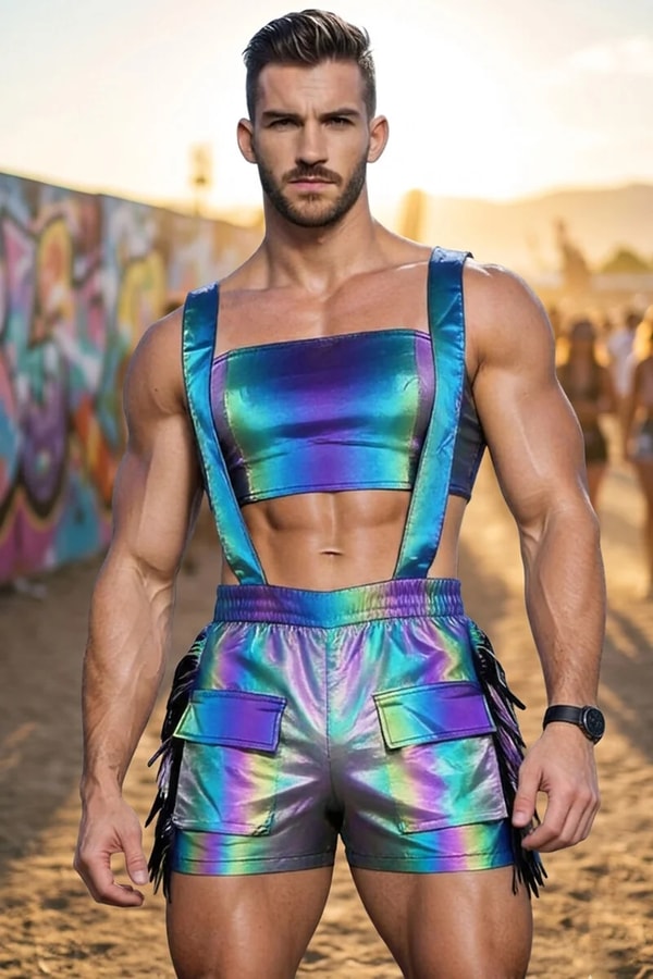 Ciciful Men's Metallic Crop Top Overalls Review