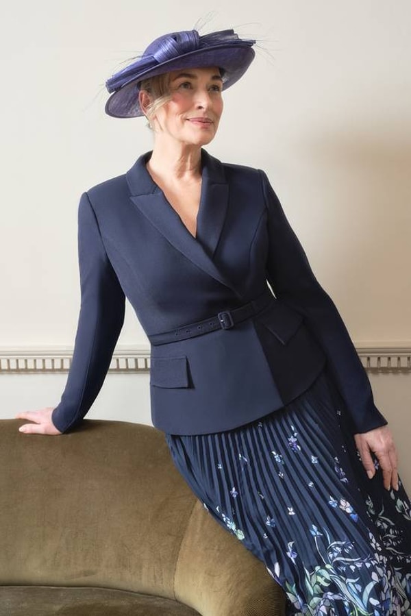 Coast Lisa Tan Tailored Jacket With Pleated Skirt Midi Dress Reviews