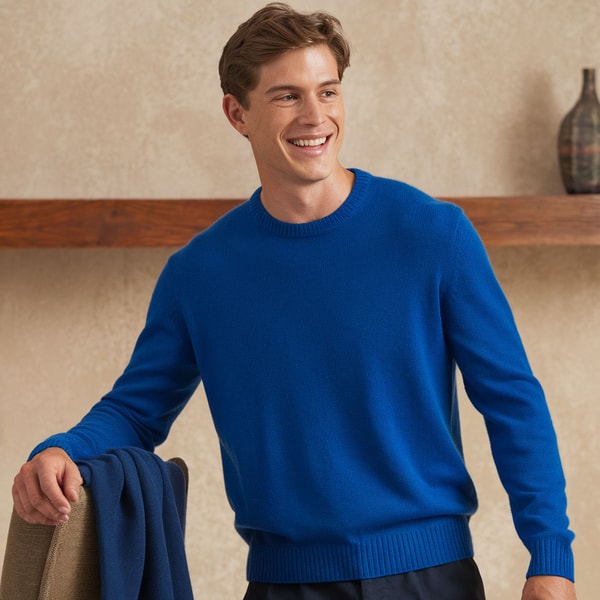Offbeat1 Men Baby Cashmere Crew Neck Sweater Blue Review
